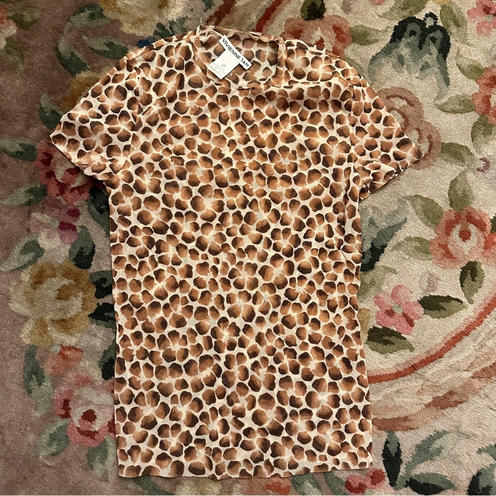 Leopard nylon sheet Vivienne Tam shirt size 0
